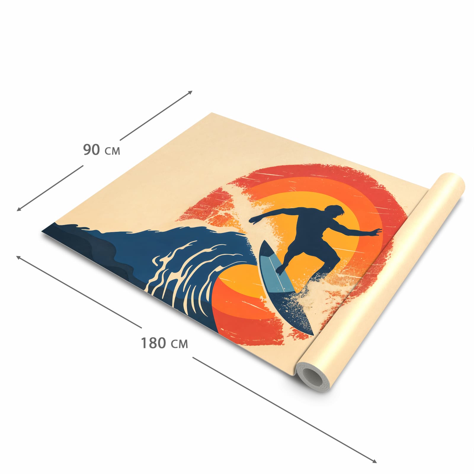 Waschbarer rutschfester Küchenläufer mit Motiv Surferwelle in der Grösse 60x120 cm