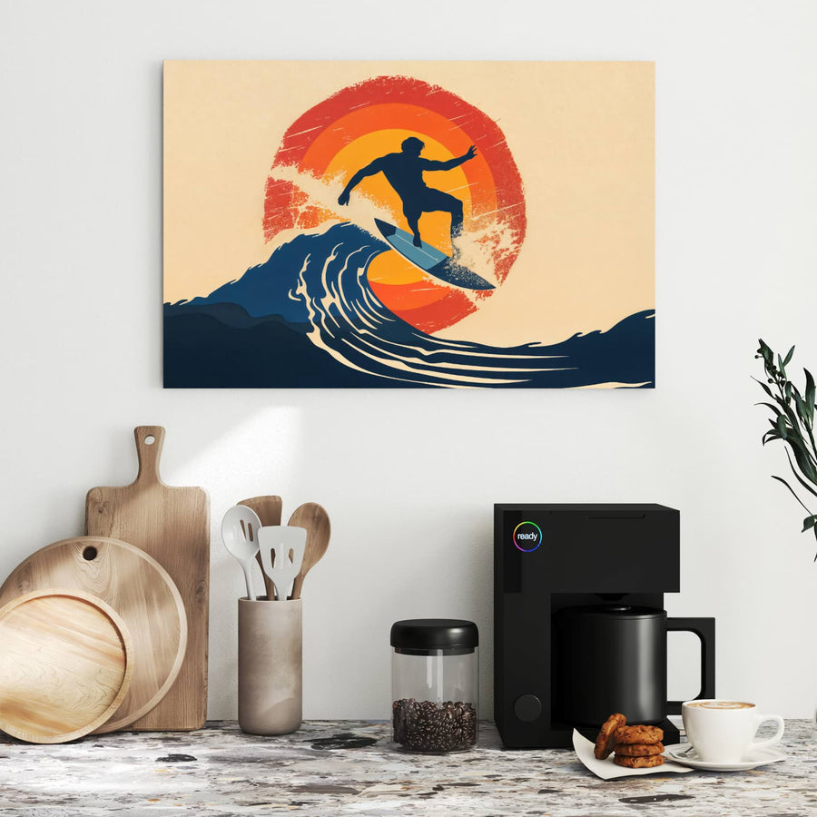 Maße Metall Magnettafel - Surfer vor Retrosonne