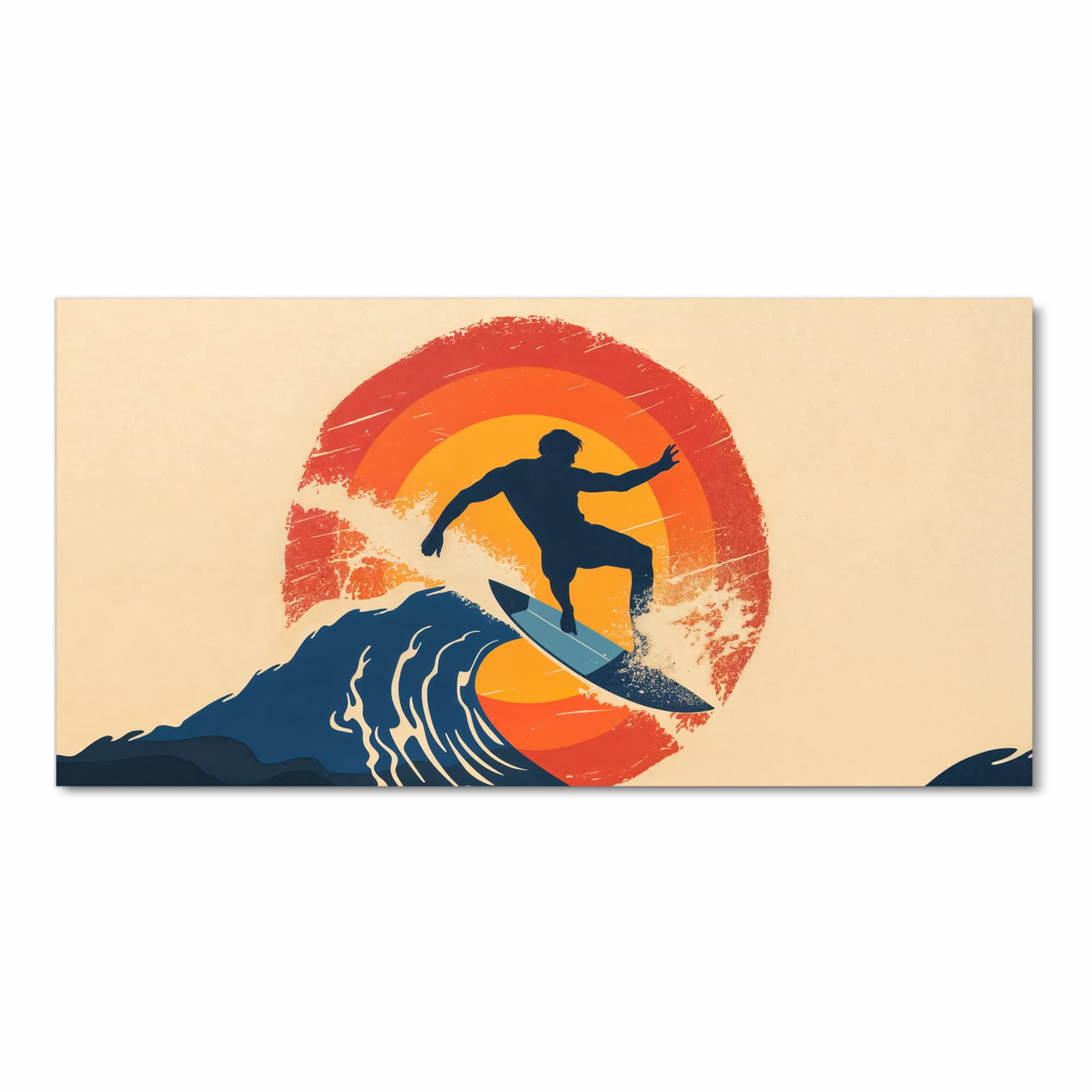 Langlebiger Küchenläufer mit Motiv Surferwelle in Frontansicht