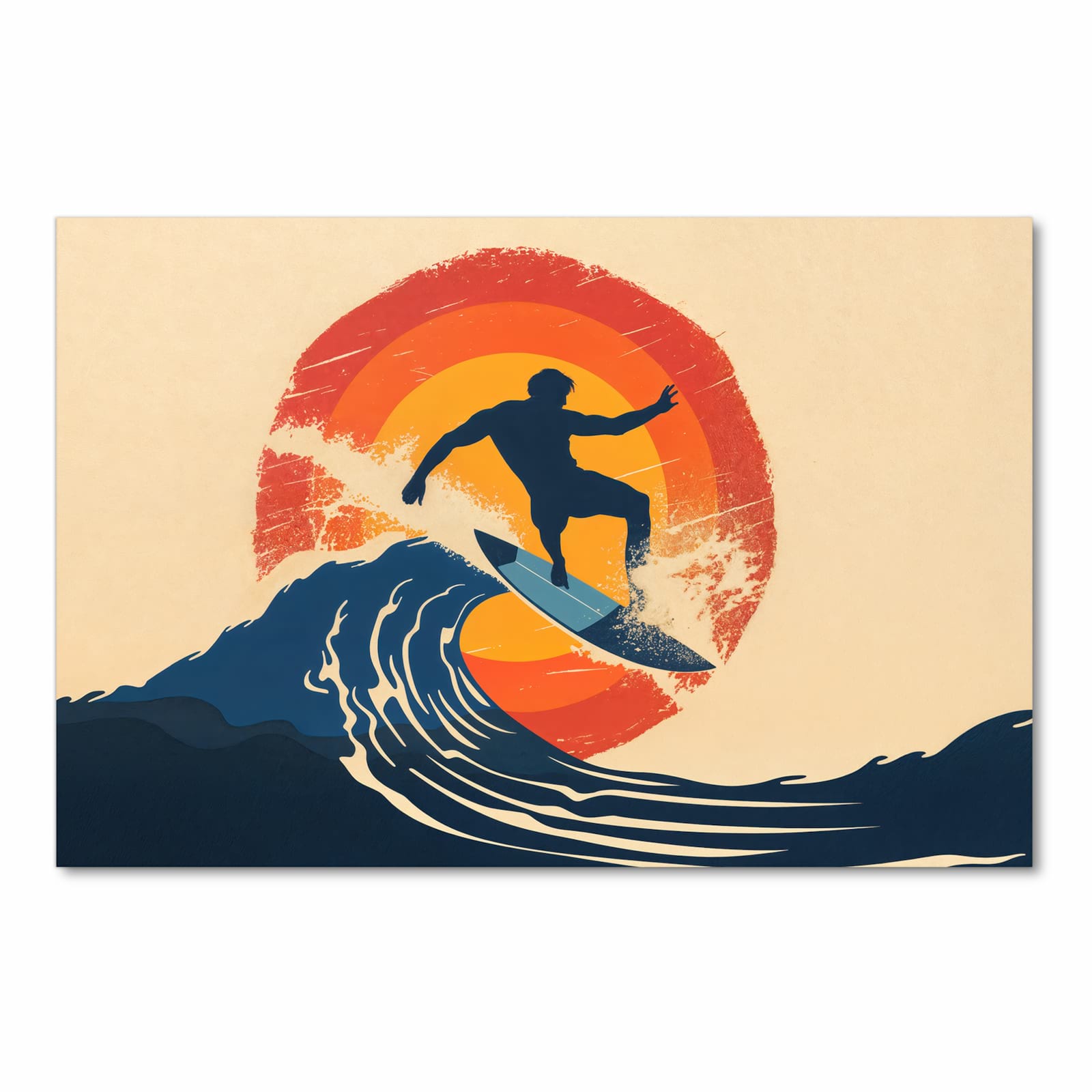 Küchenläufer mit Motiv Surferwelle in Frontansicht für angenehme Haptik