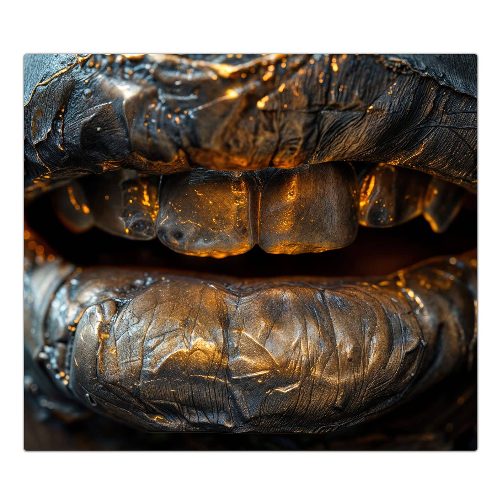 1-teilige Herd Schutzplatte mit Metallischer Mund-Motiv in der Frontansicht #grösse_1-Teilig (60x52cm)