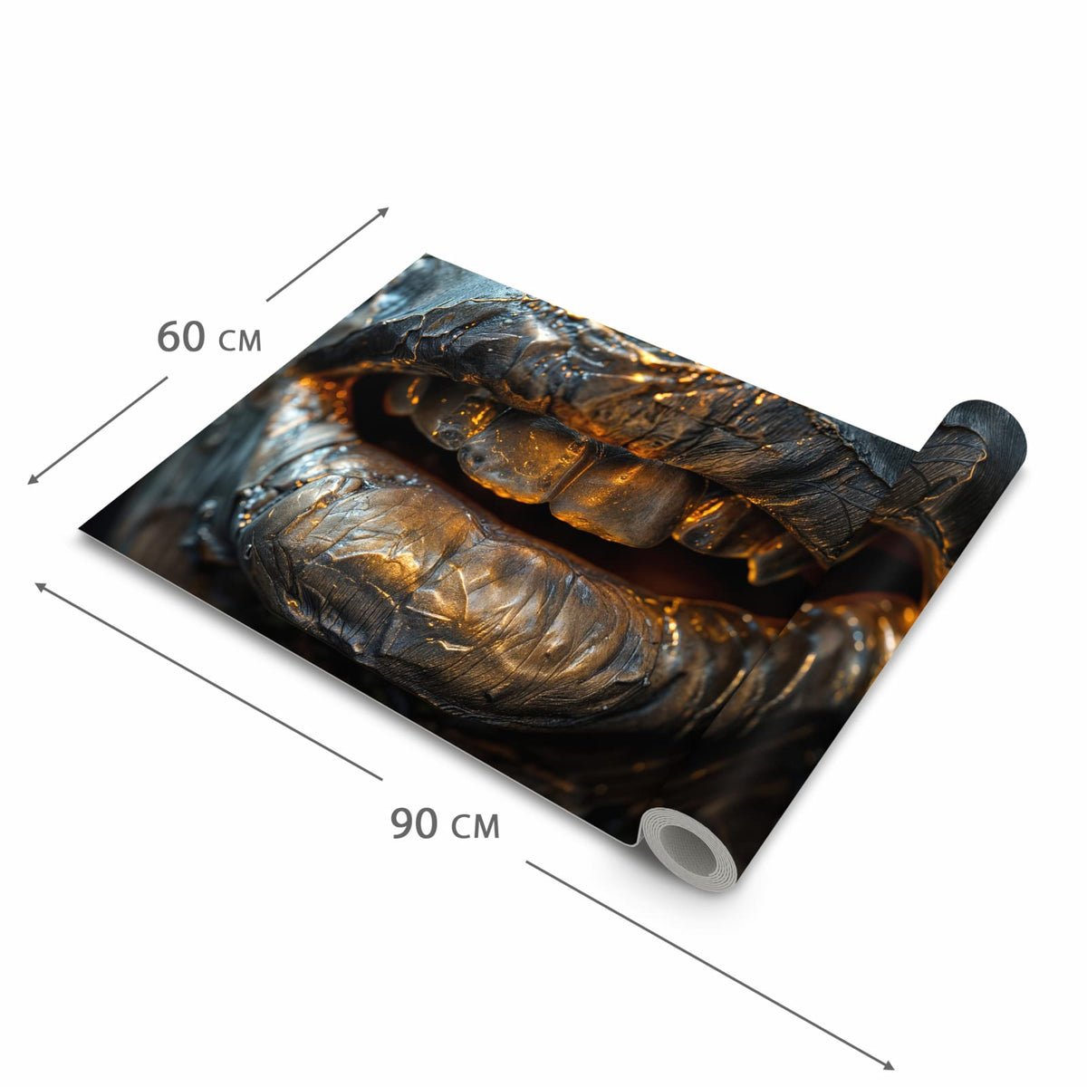 Formstabiler waschbarer Küchenteppich mit Motiv Metallischer Mund in der Grösse 90x240 cm