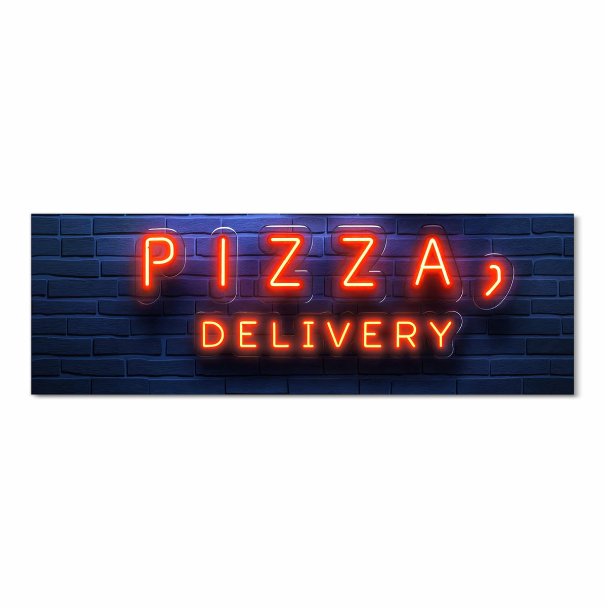 Strapazierfähiger rutschfester Küchenläufer mit Motiv Pizzalieferservice in Frontansicht