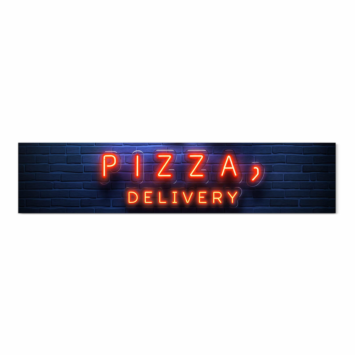 Langlebiger waschbarer Küchenläufer mit Motiv Pizzalieferservice in Frontansicht