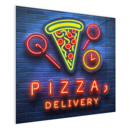 Magnettafel mit dem Motiv Pizza in Neonlicht