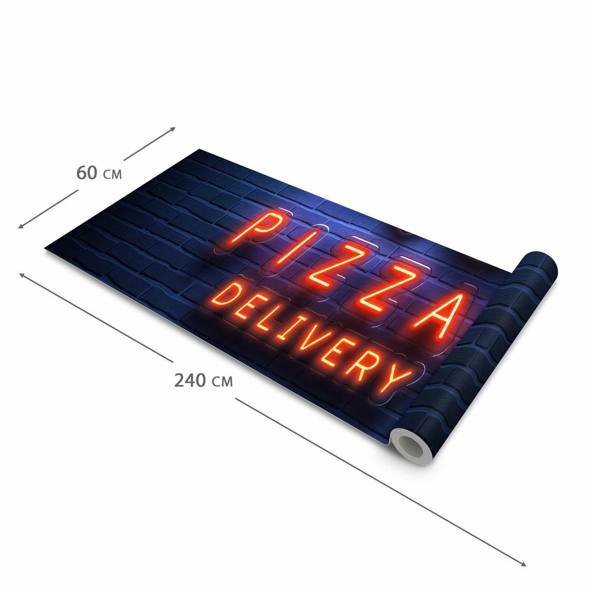Flacher rutschfester Küchenteppich mit Motiv Pizzalieferservice in der Grösse 90x240 cm