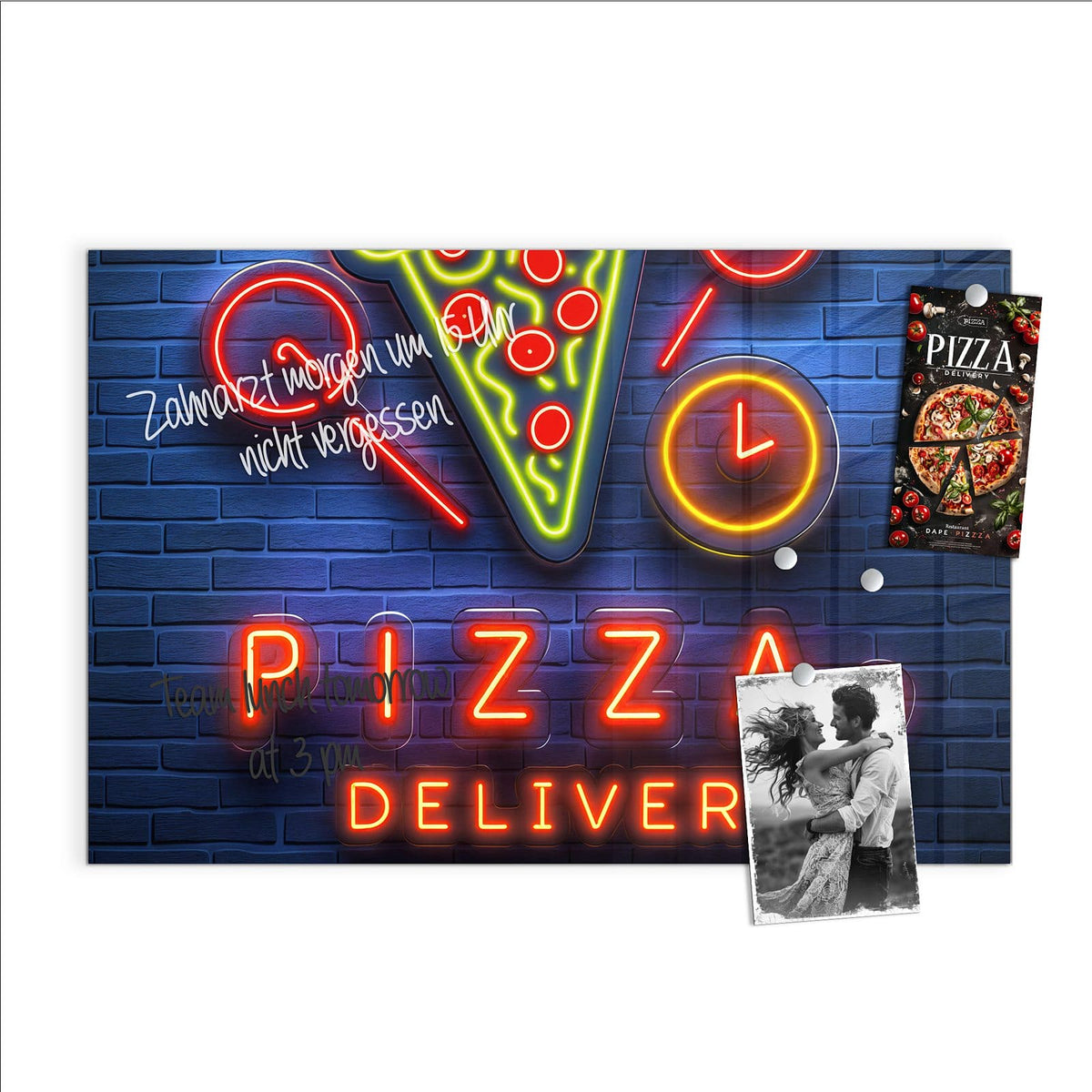 Beschreiben, abwischen, anheften – Magnettafel - Pizza in Neonlicht