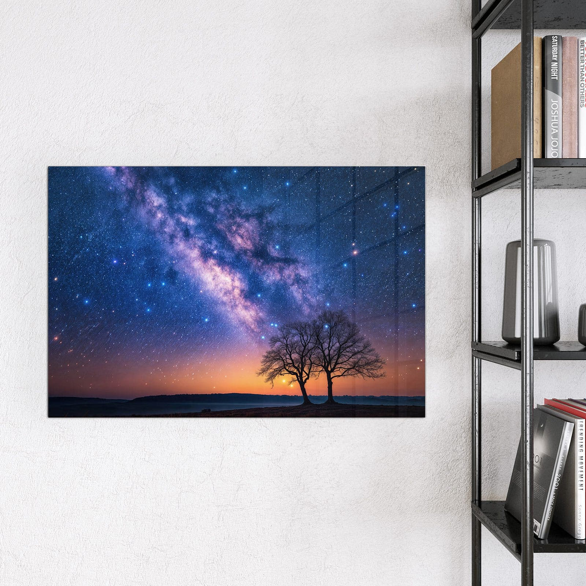 Magnettafel - Baum und Milchstraße – Baumsilhouette unter der Milchstraße