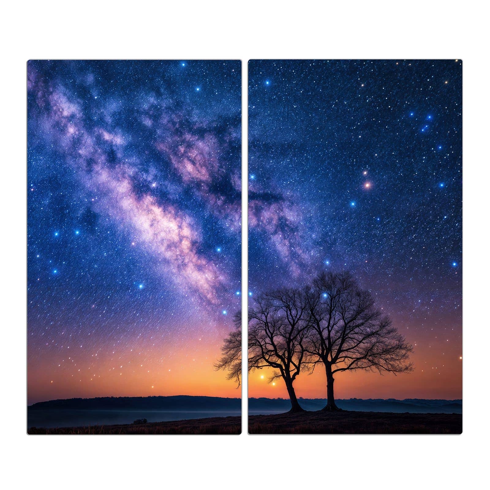 2-teilige Abdeckplatte mit Sternenhimmel Baum-Motiv in der Frontansicht
