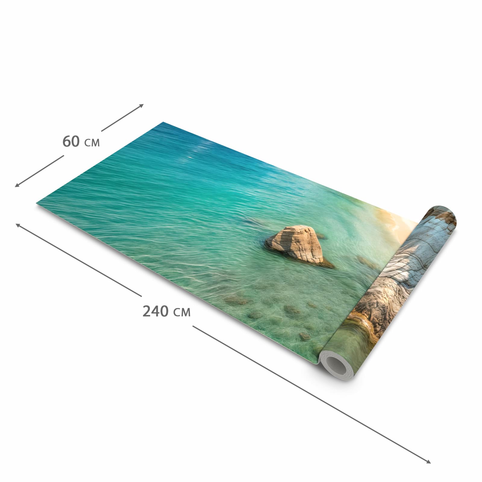 Komfortabler moderner Küchenläufer mit Motiv Küstenparadies in der Grösse 90x180 cm