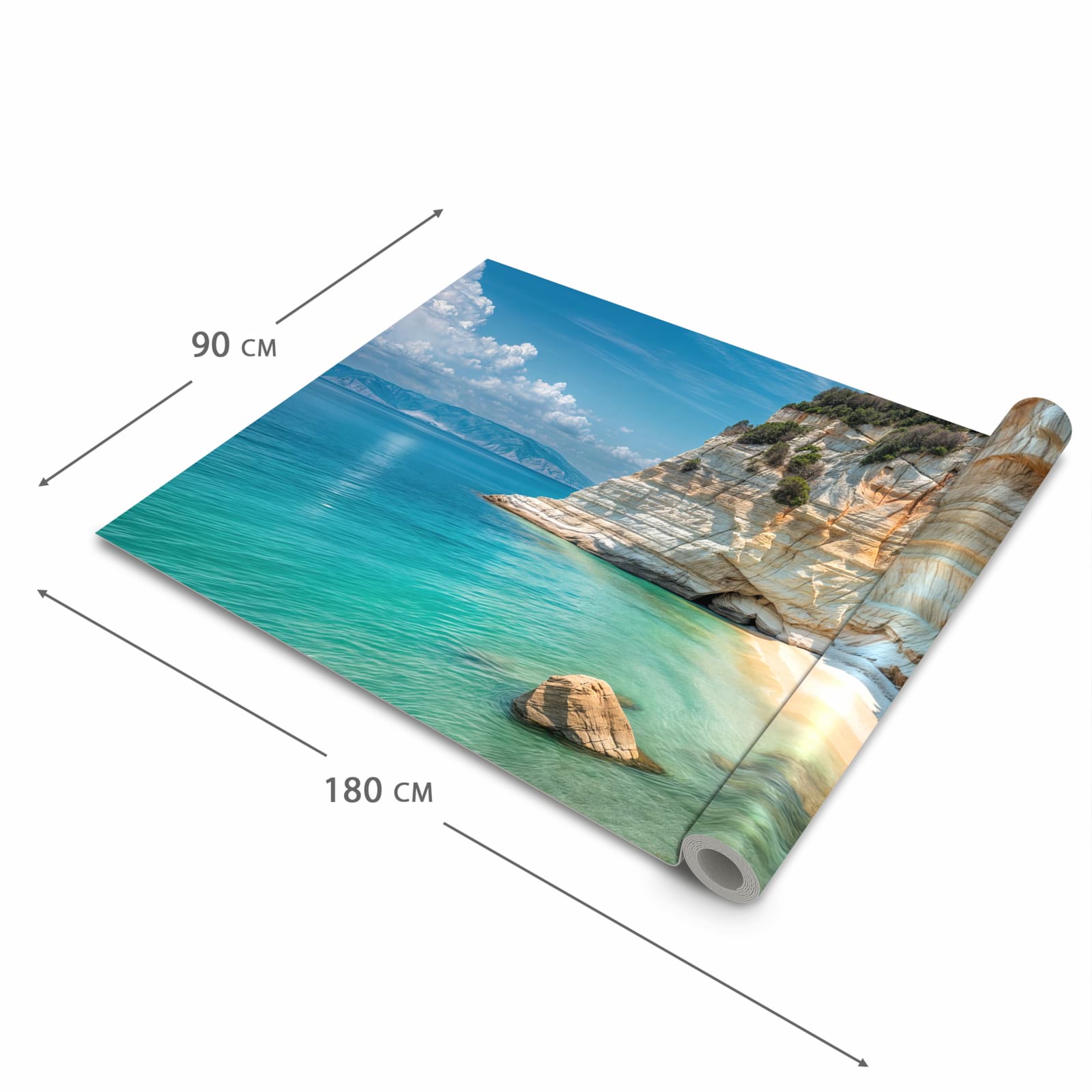 Rutschfester Küchenteppich mit Motiv Küstenparadies in der Grösse 90x180 cm