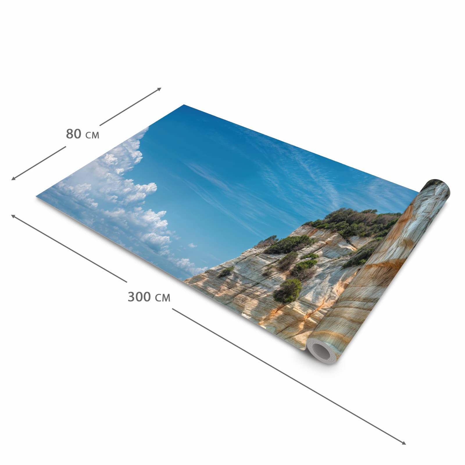 Langlebiger Teppich für die Küche mit Motiv Küstenparadies in der Grösse 90x180 cm