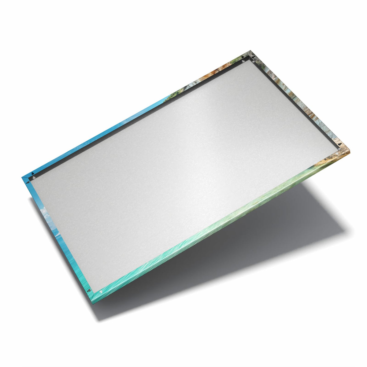Nur 7 mm – liegt eng an der Wand – Metall Magnettafel - Bucht mit Kalkklippen