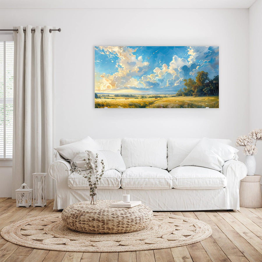 Maße Wandbild - Wolkenhimmel über Feld - Querformat