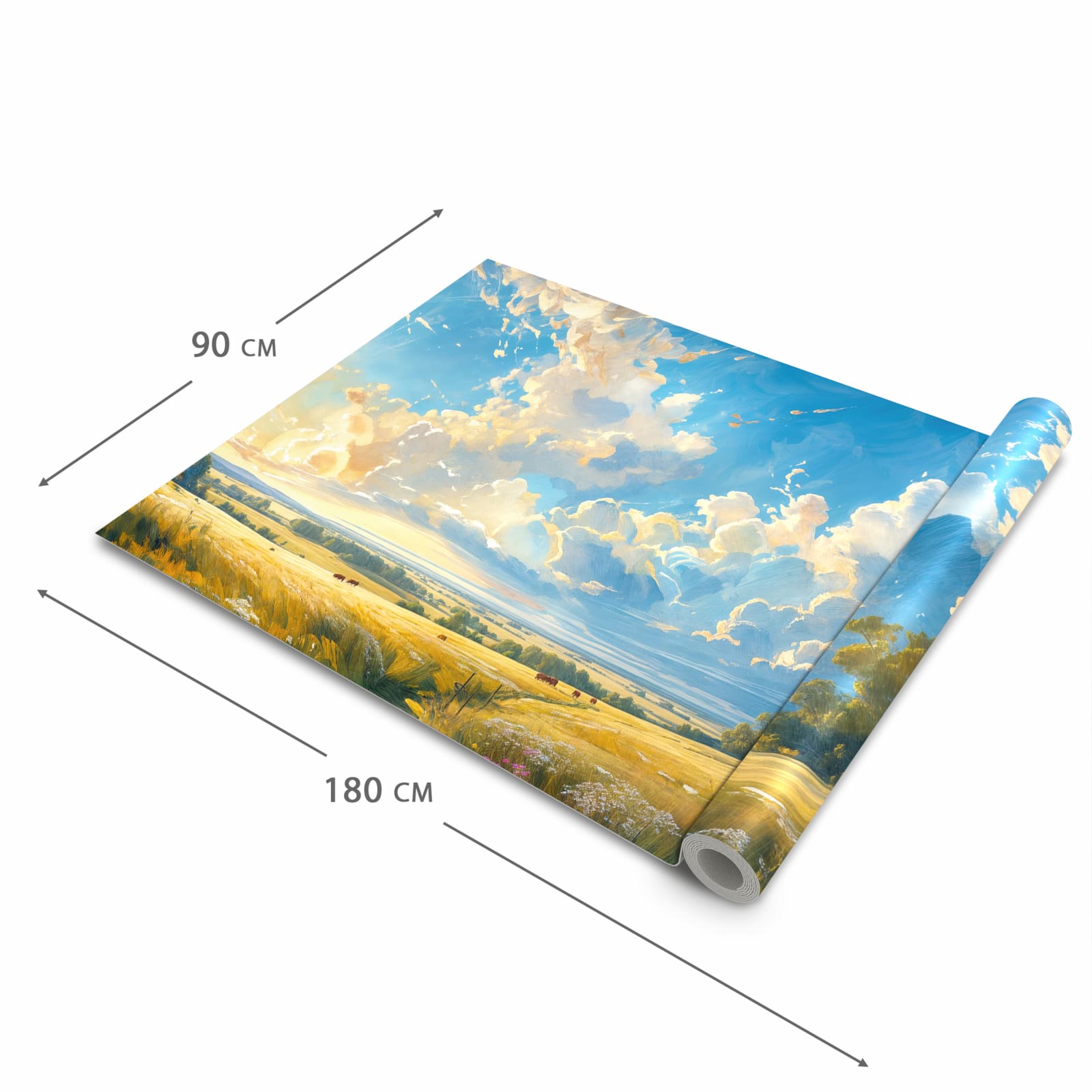 Bodenschonender rutschfester Küchenteppich mit Motiv Landschaft mit Wolken in der Grösse 80x300 cm