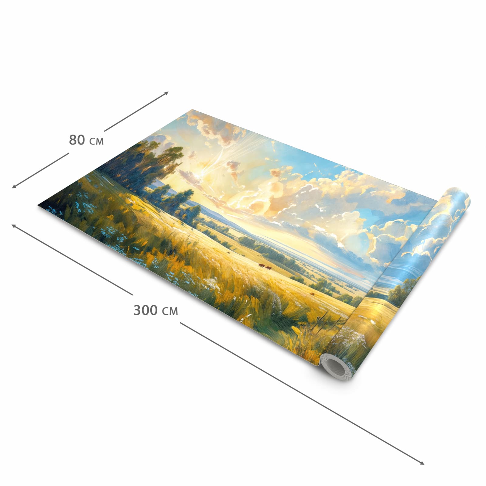 Feuchtigkeitsresistenter Küchenteppich mit Motiv Landschaft mit Wolken in der Grösse 80x300 cm