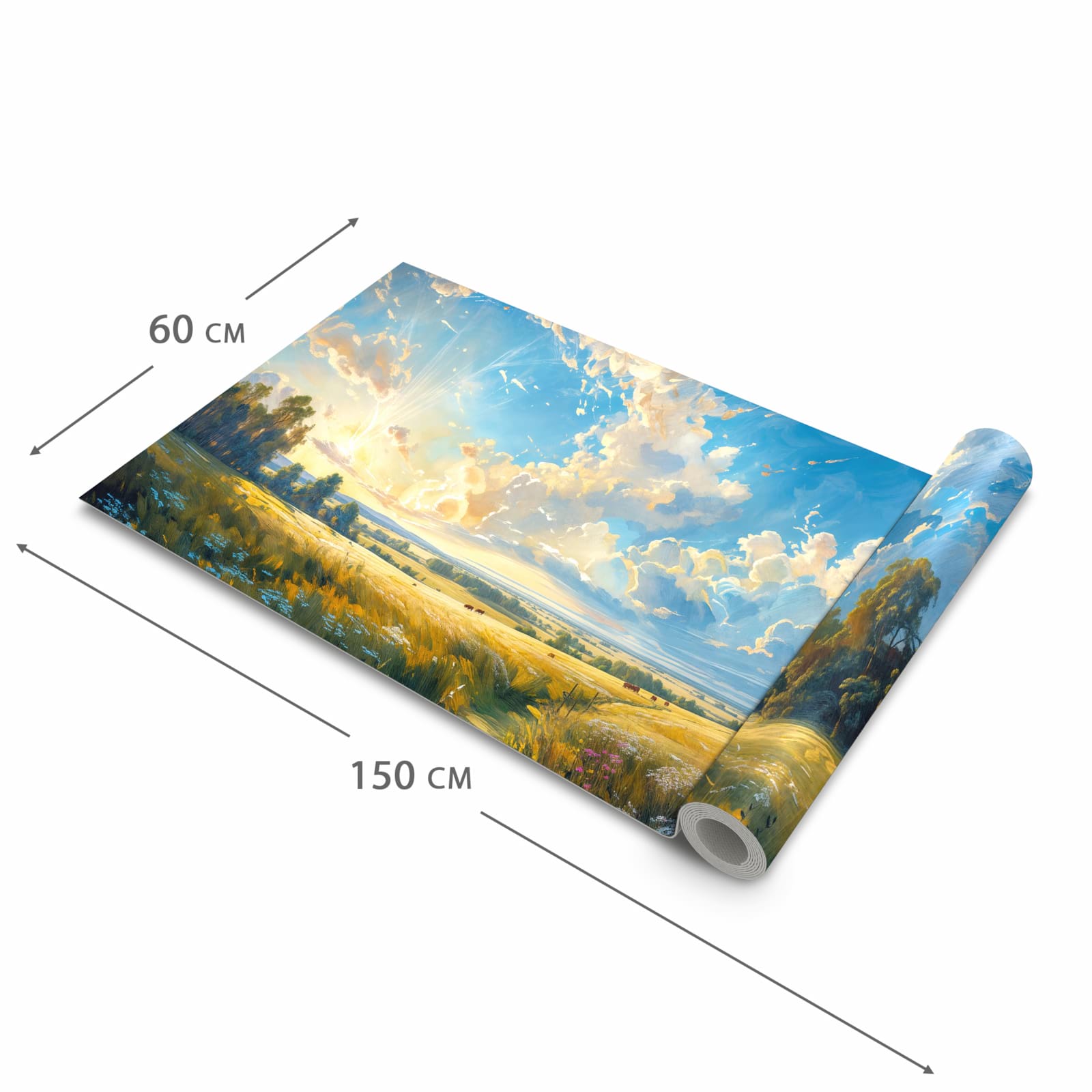 Komfortabler rutschfester Teppich mit Motiv Landschaft mit Wolken in der Grösse 80x300 cm