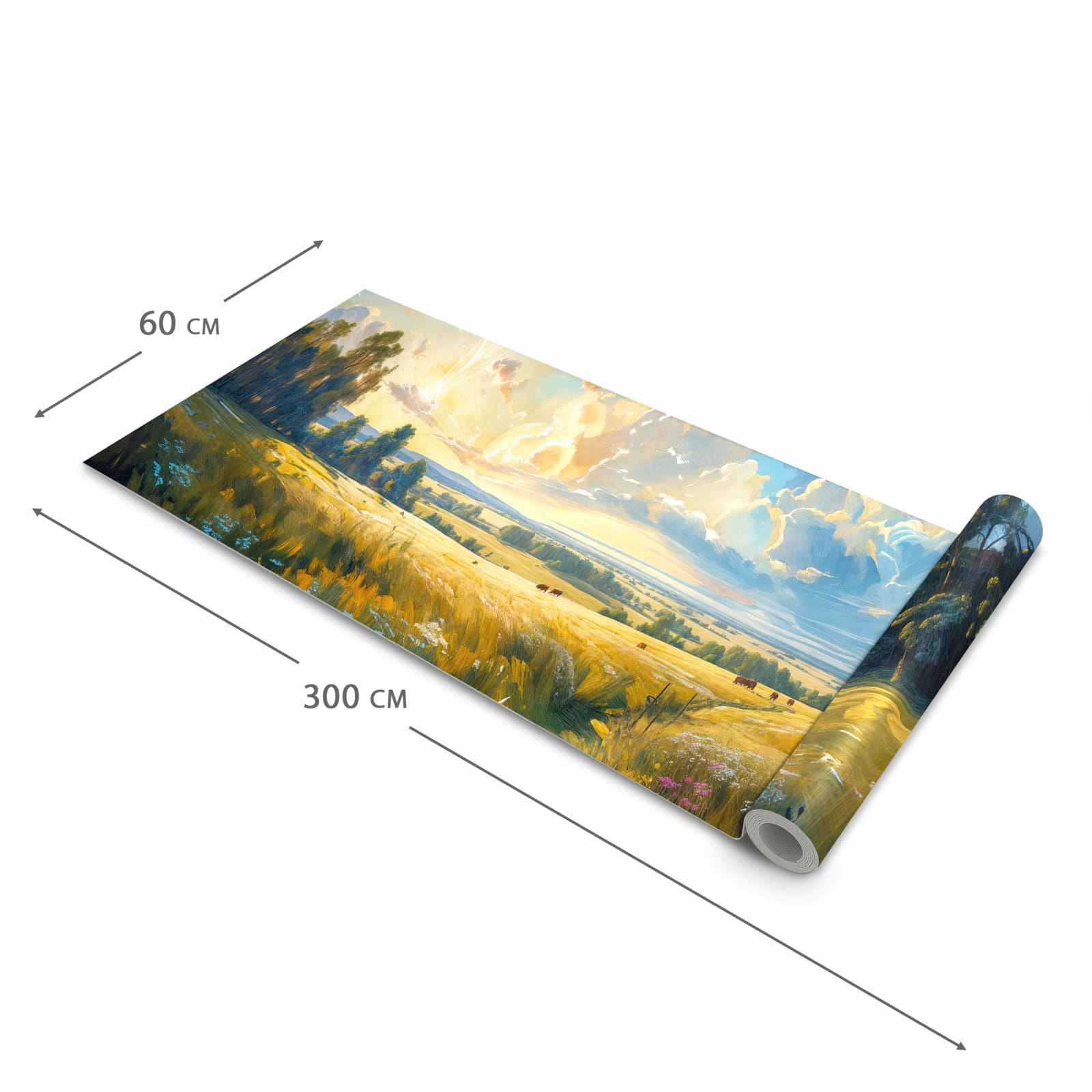 Hygienischer rutschfester Küchenteppich mit Motiv Landschaft mit Wolken in der Grösse 80x300 cm