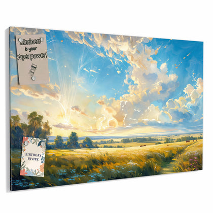 Metall Magnettafel mit dem Motiv Wolkenhimmel über Feld