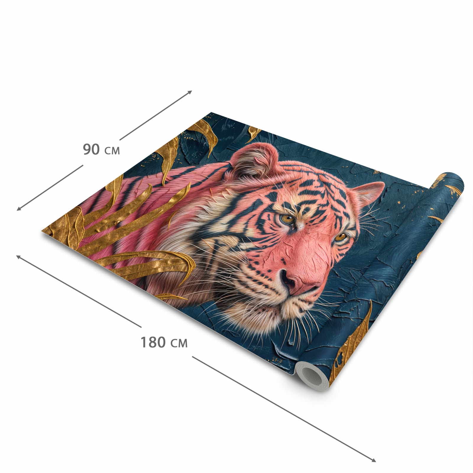 Langlebiger Läufer Eingangsbereich mit Motiv Tiger Porträt in der Größe 80x300 cm