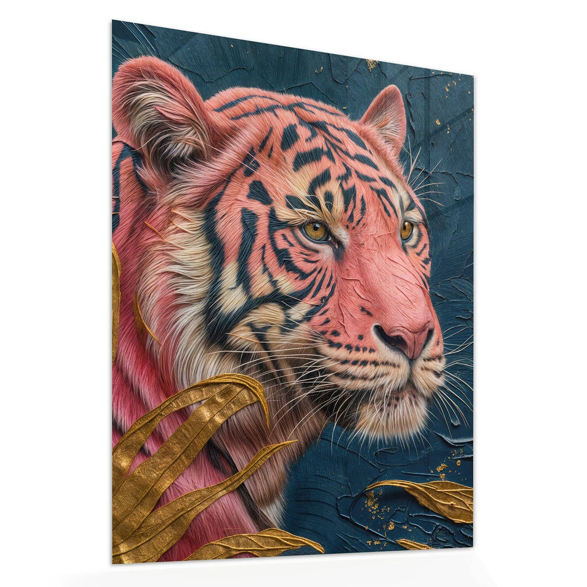 Echtglas, 4 mm – kein Acryl, keine Folie – Wandbild - Pinker Tiger - Hochformat