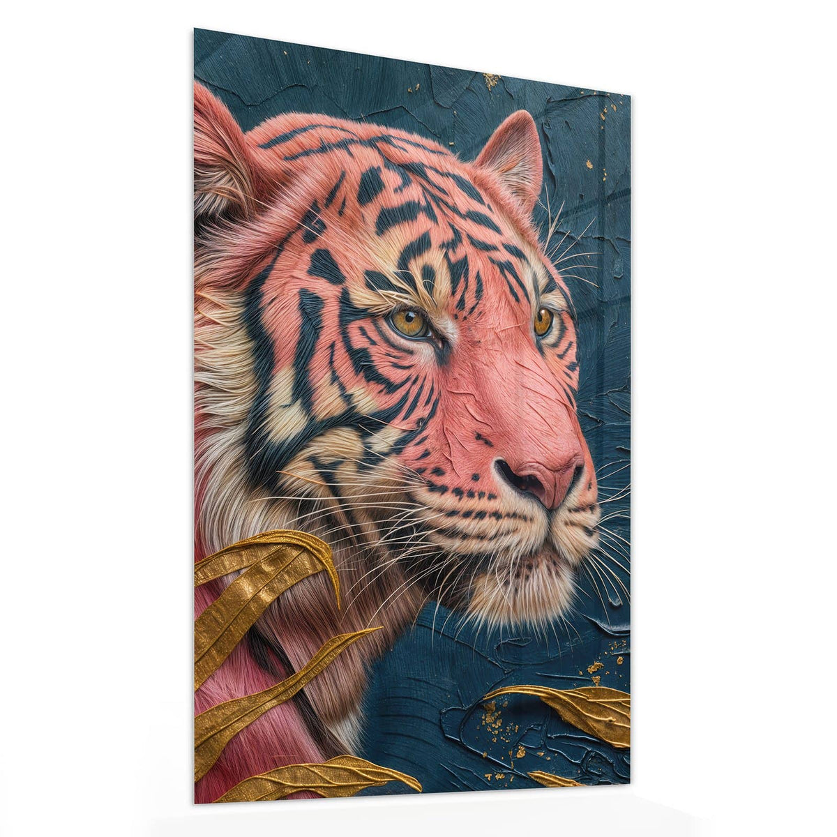 11 Größen – von 30 × 60 bis 60 × 150 cm – Wandbild - Pinker Tiger - Hochformat