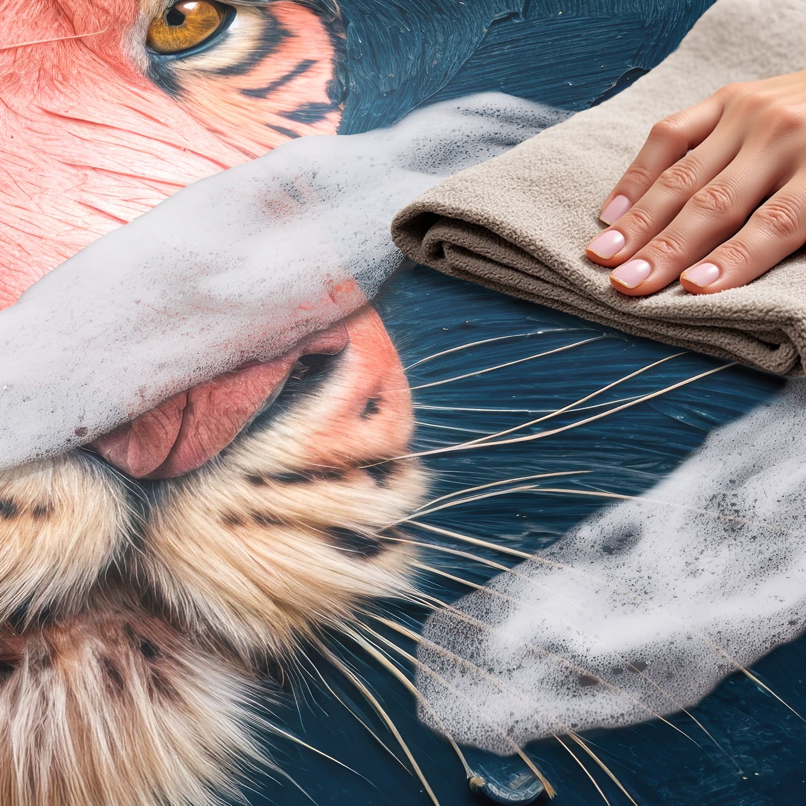 Waschbarer Küchenläufer mit Motiv Tiger Porträt, einfach zu reinigen