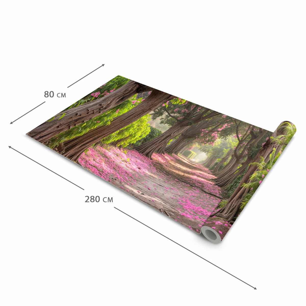 Bodenschonender Küchenteppich mit Motiv Blütenallee in der Grösse 80x280 cm