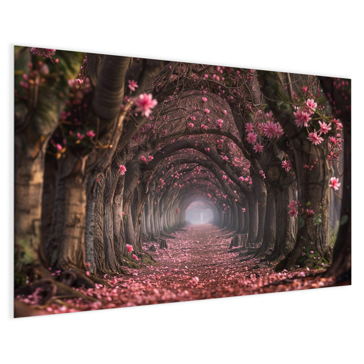 4 mm Glas statt lackiertem Blech – Magnettafel - Rosa Blütentunnel