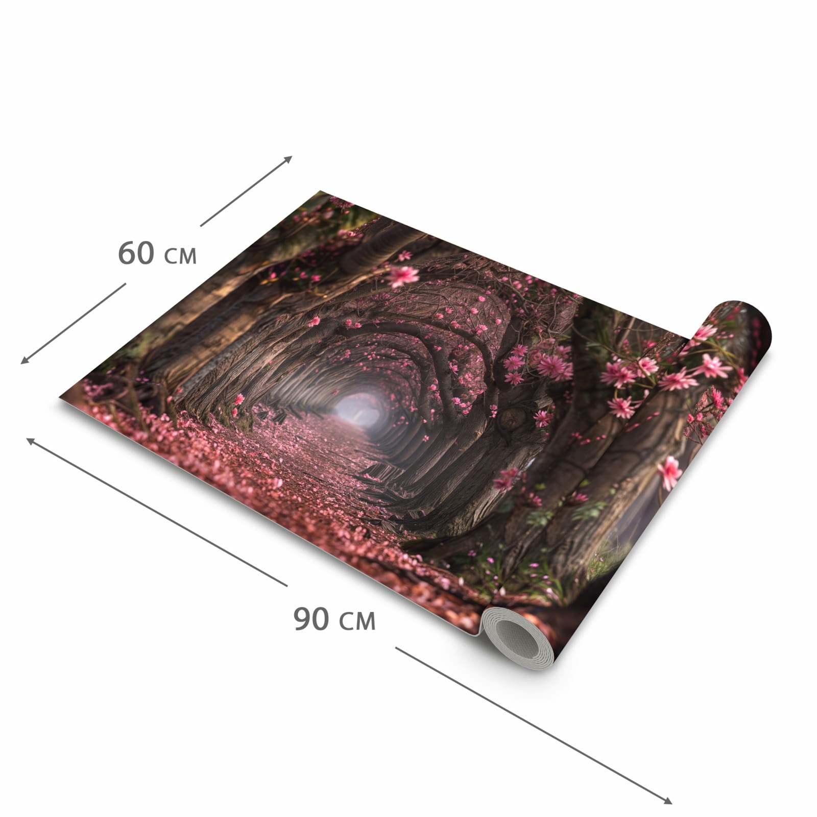 Fleckenresistenter rutschfester Küchenläufer mit Motiv Blütenweg in der Größe 80x280 cm