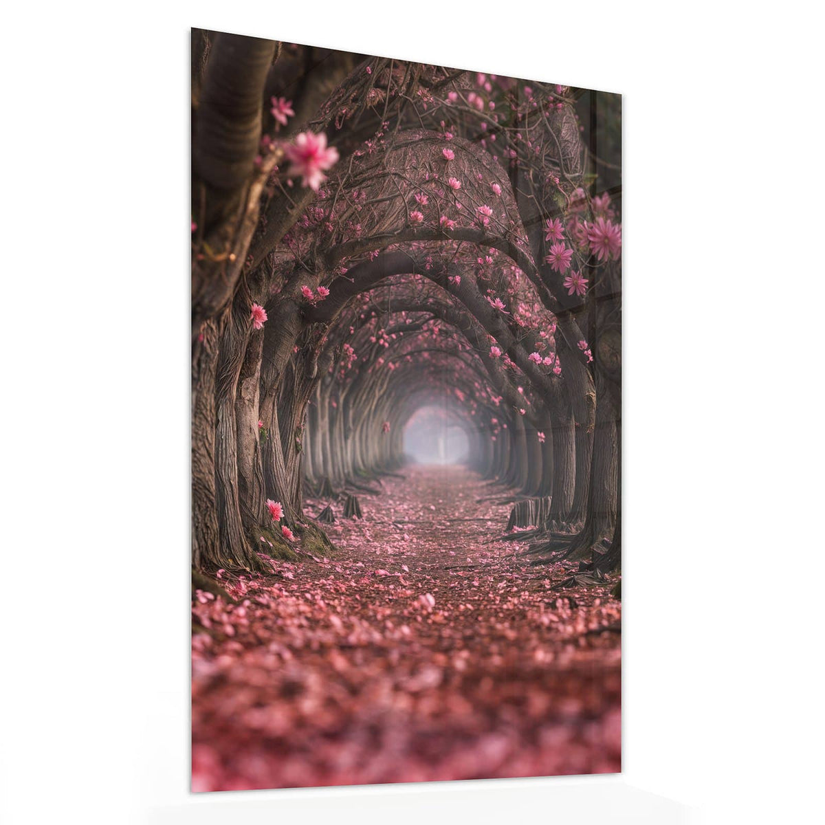 11 Größen – von 30 × 60 bis 60 × 150 cm – Wandbild - Rosa Blütentunnel - Hochformat