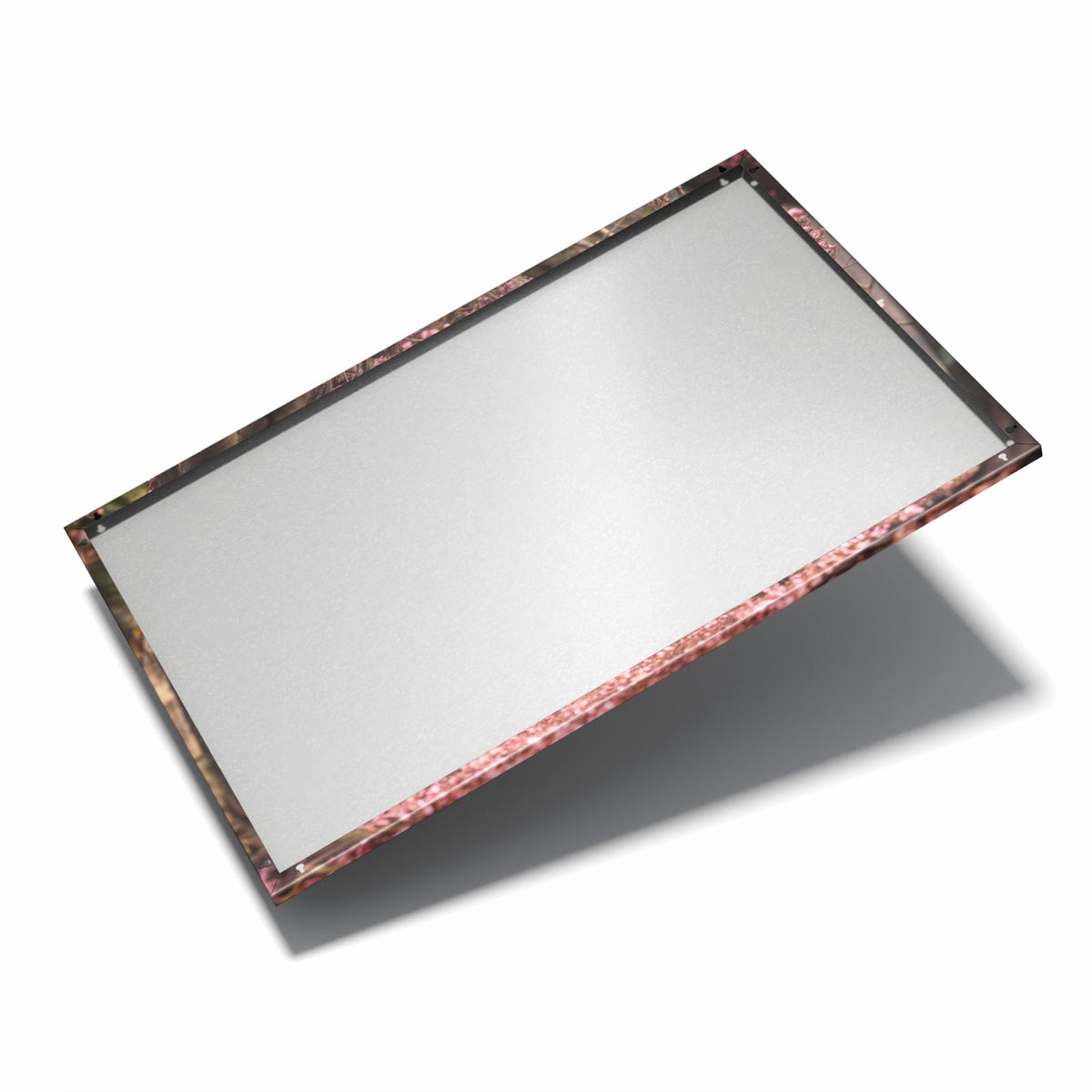 Nur 7 mm – liegt eng an der Wand – Metall Magnettafel - Rosa Blütentunnel