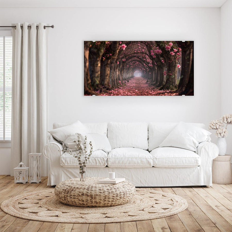 Maße Wandbild - Rosa Blütentunnel - Querformat