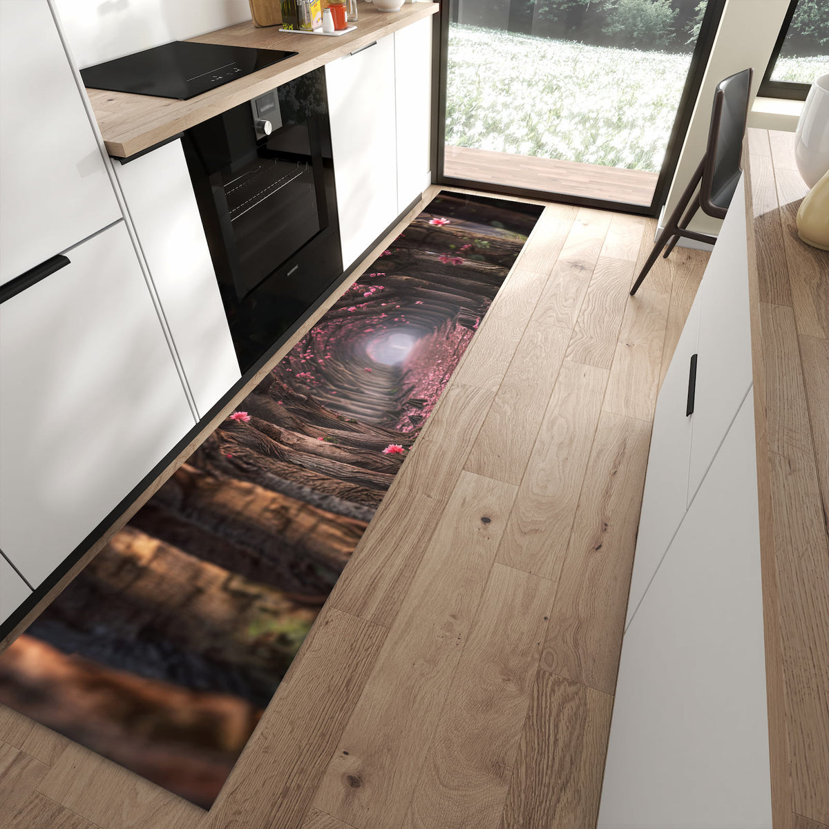 13 Größen – von 60 × 90 bis 80 × 300 cm – Küchenläufer - Rosa Blütentunnel