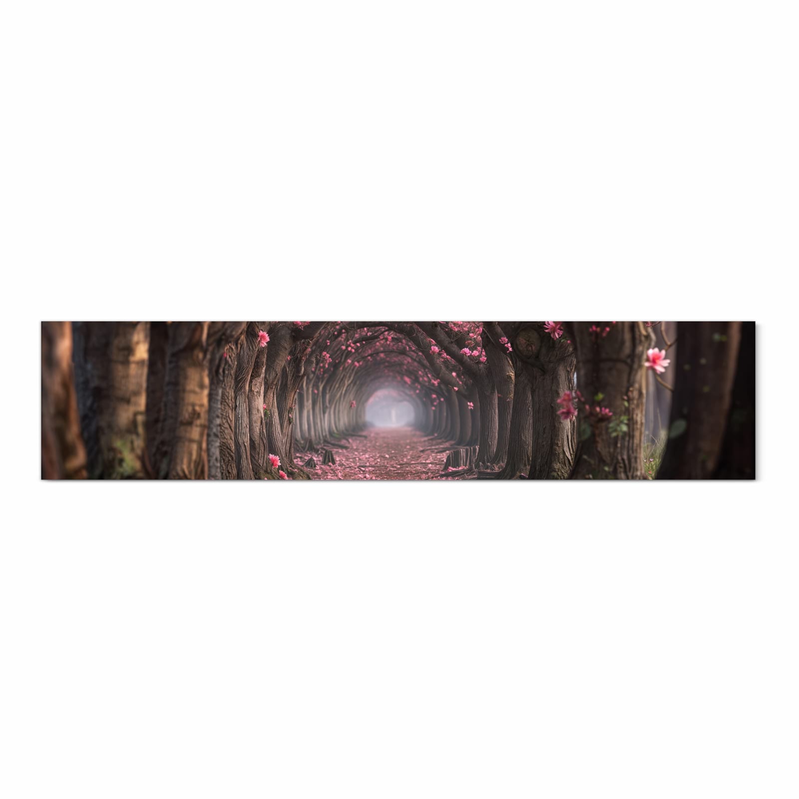 Strapazierfähiger dünner Küchenteppich mit Motiv Blütenweg in Frontansicht