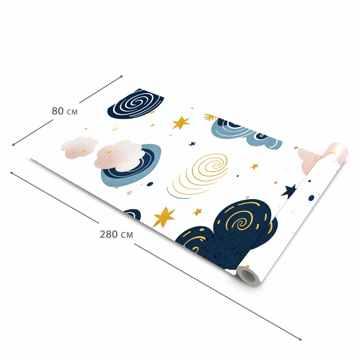 Bodenschonender rutschfester Küchenteppich mit Motiv Wirbelwolken Design in der Grösse 80x250 cm