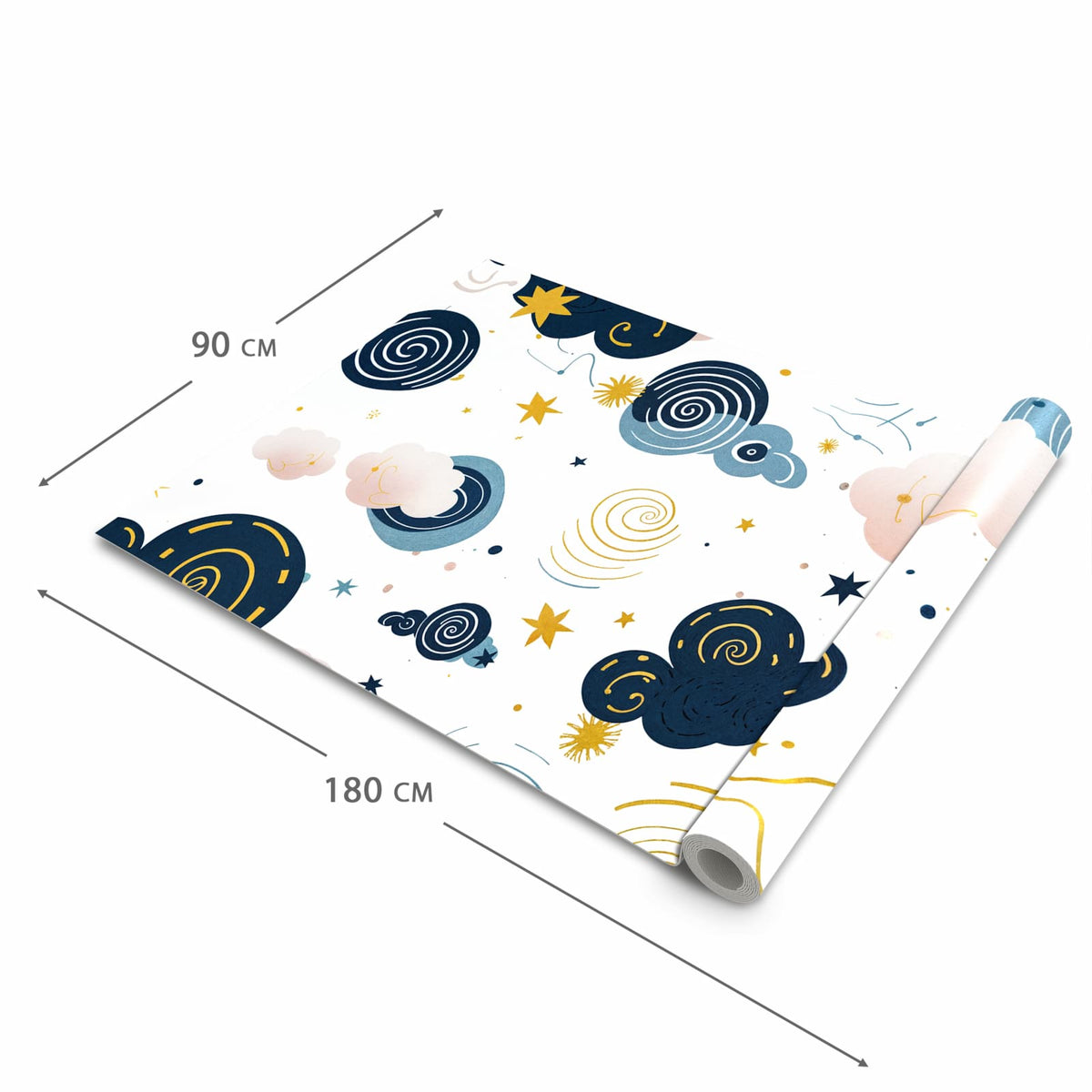 Formstabiler waschbarer Küchenteppich mit Motiv Wirbelwolken Design in der Grösse 80x280 cm