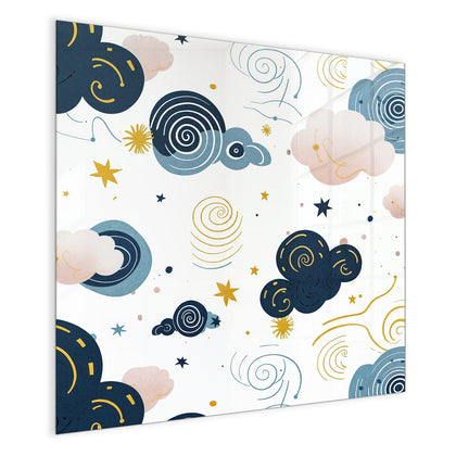 Magnettafel mit dem Motiv Blaue Wolken und Sterne