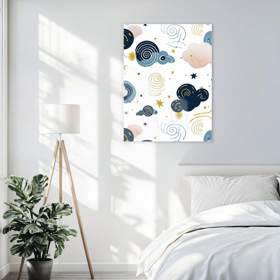 Maße Wandbild - Blaue Wolken und Sterne - Hochformat