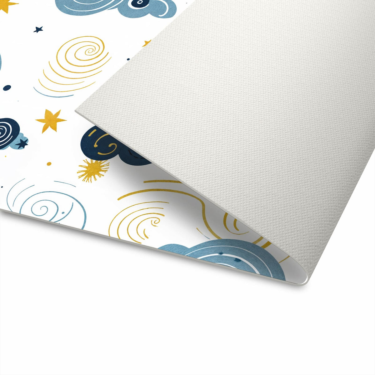 Dünner Küchenteppich mit Motiv Wirbelwolken Design zur sicheren Aufbewahrung in Unterseite