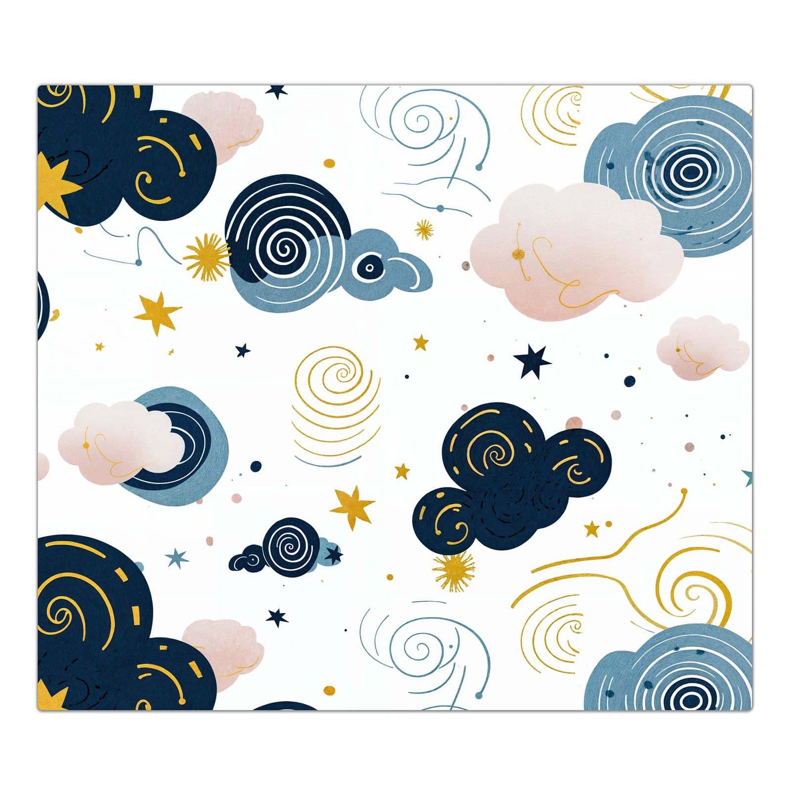 1-teilige Herdabdeckplatten aus Glas mit Wirbelwolken Design-Motiv in der Frontansicht