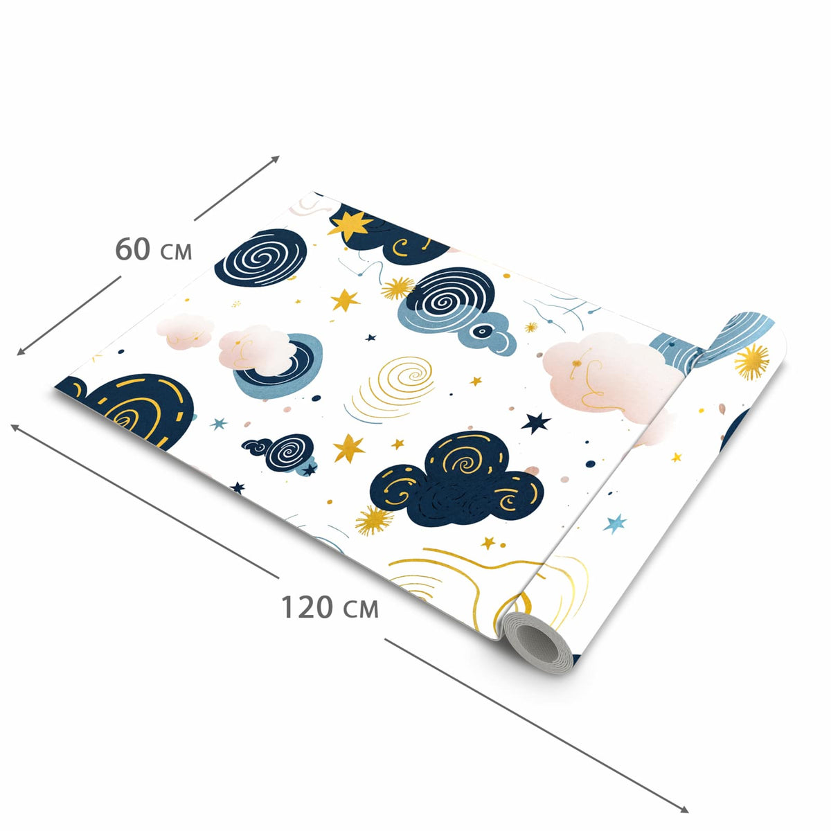 Waschbarer dünner Küchenteppich mit Motiv Wirbelwolken Design in der Grösse 80x250 cm