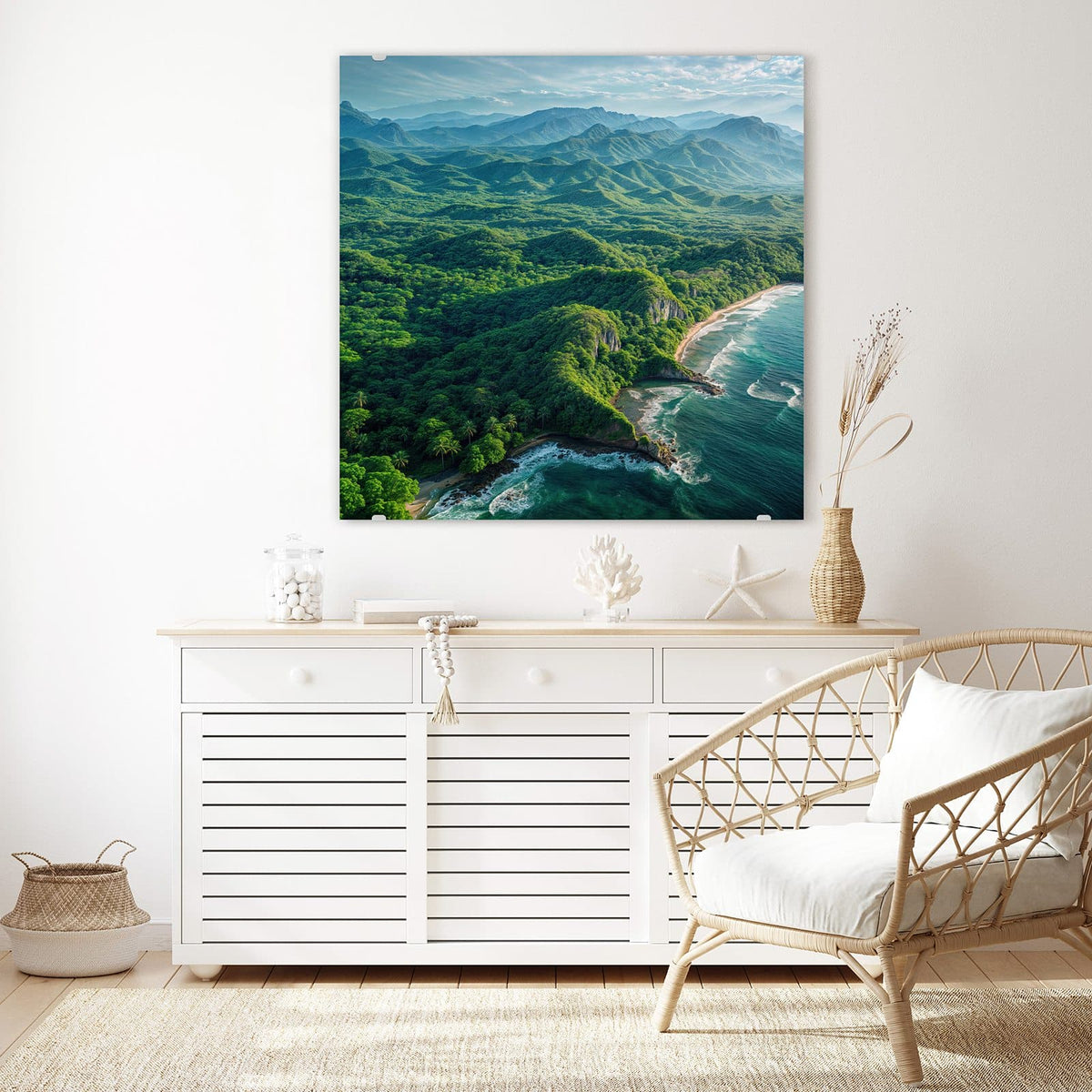 Echtglas, 4 mm – kein Acryl, keine Folie – Wandbild - Küstenlandschaft - Quadratisch