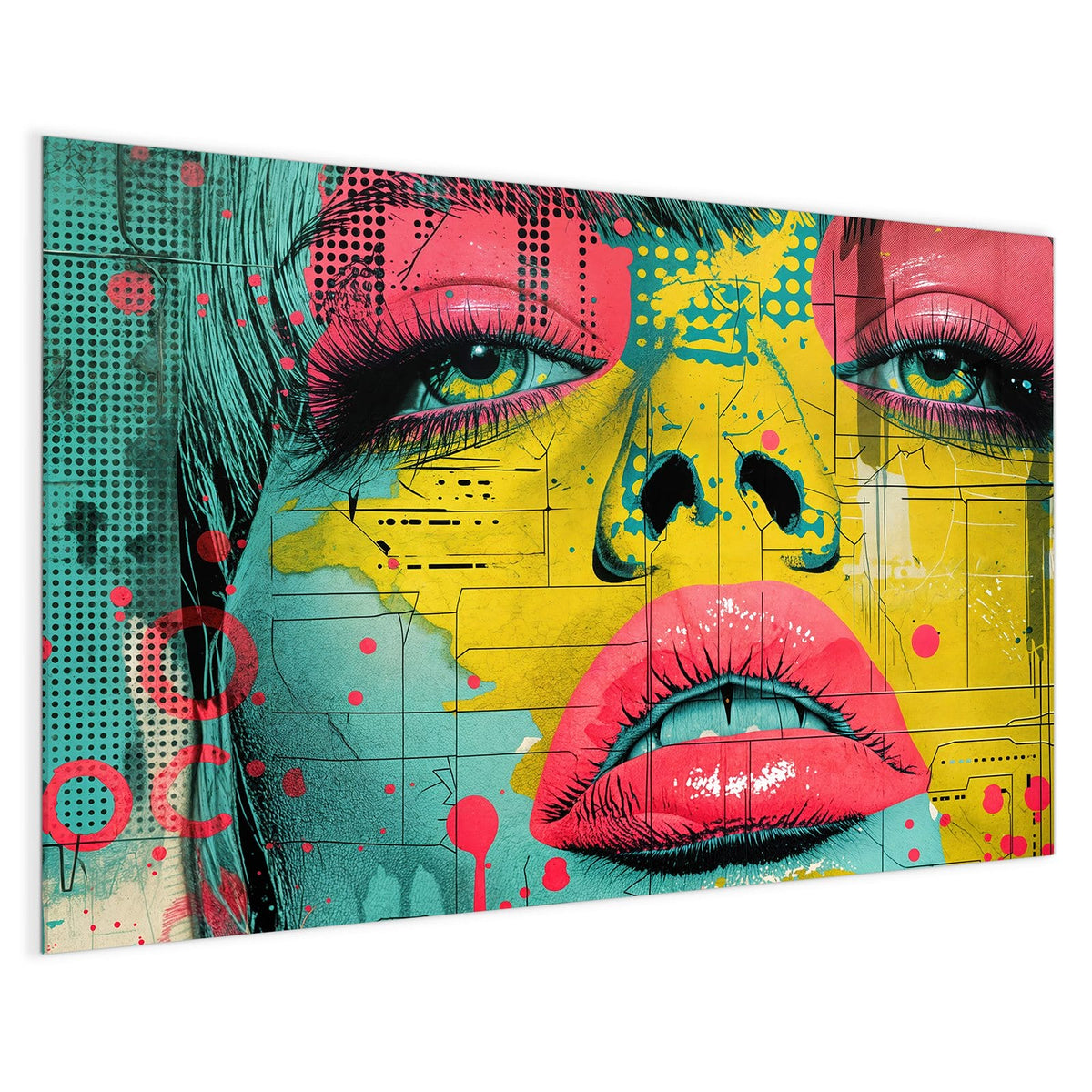 4 mm Glas statt lackiertem Blech – Magnettafel - Gesicht in Gelb und Pink