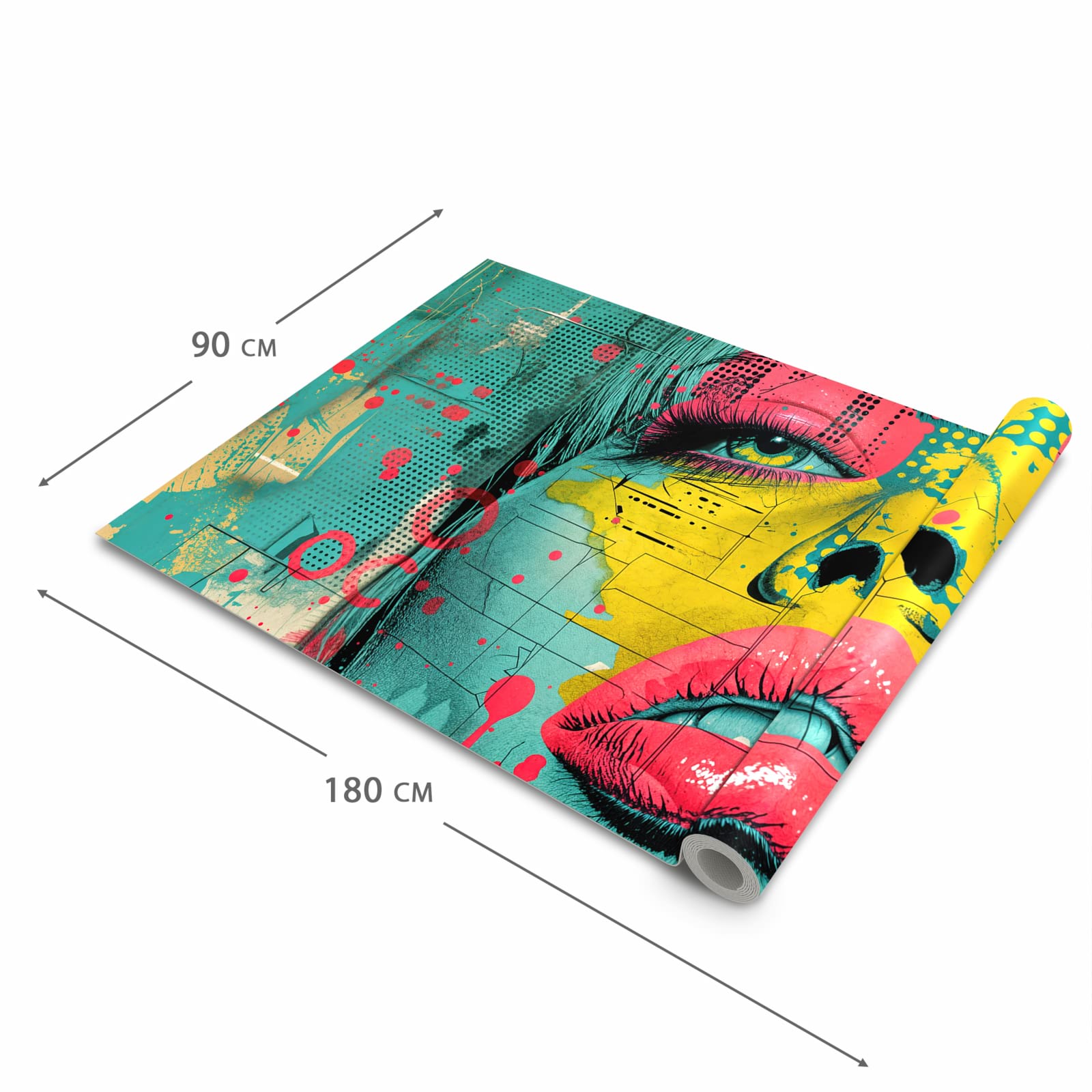 Farbbeständiger Bodenläufer mit Motiv Portrait Pop Art in der Grösse 60x240 cm