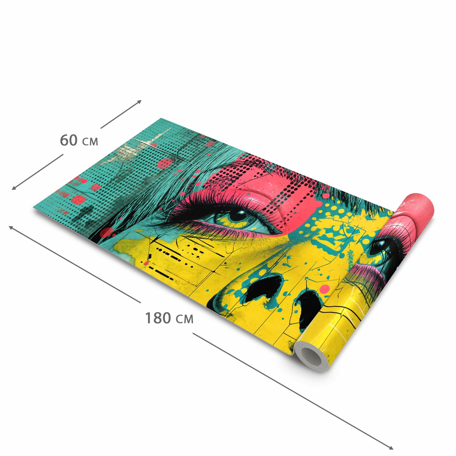 Hygienischer Küchenläufer mit Motiv Portrait Pop Art in der Größe 60x240 cm für den Flur