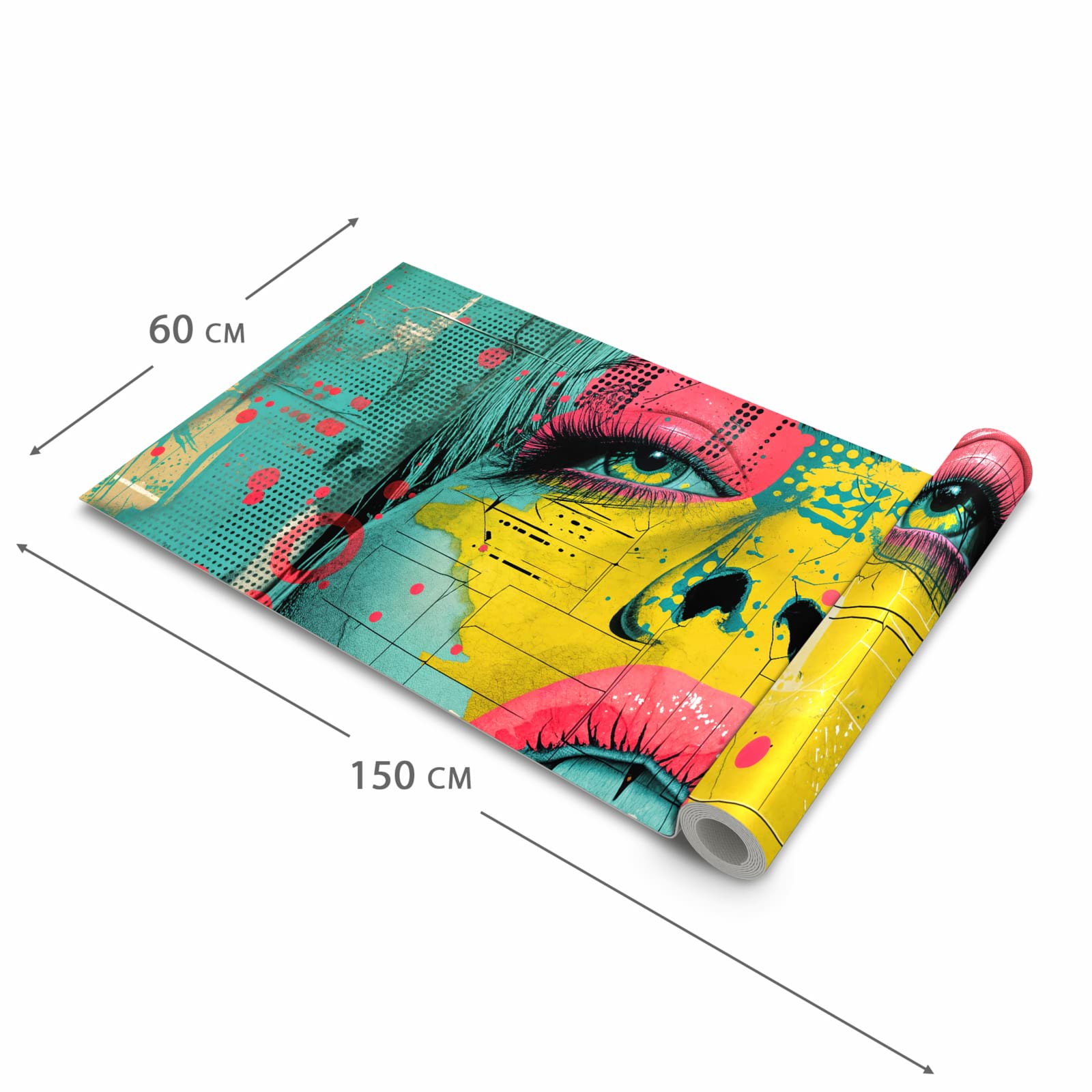 Waschbarer Küchenläufer mit Motiv Portrait Pop Art in der Größe 60x240 cm für angenehme Haptik