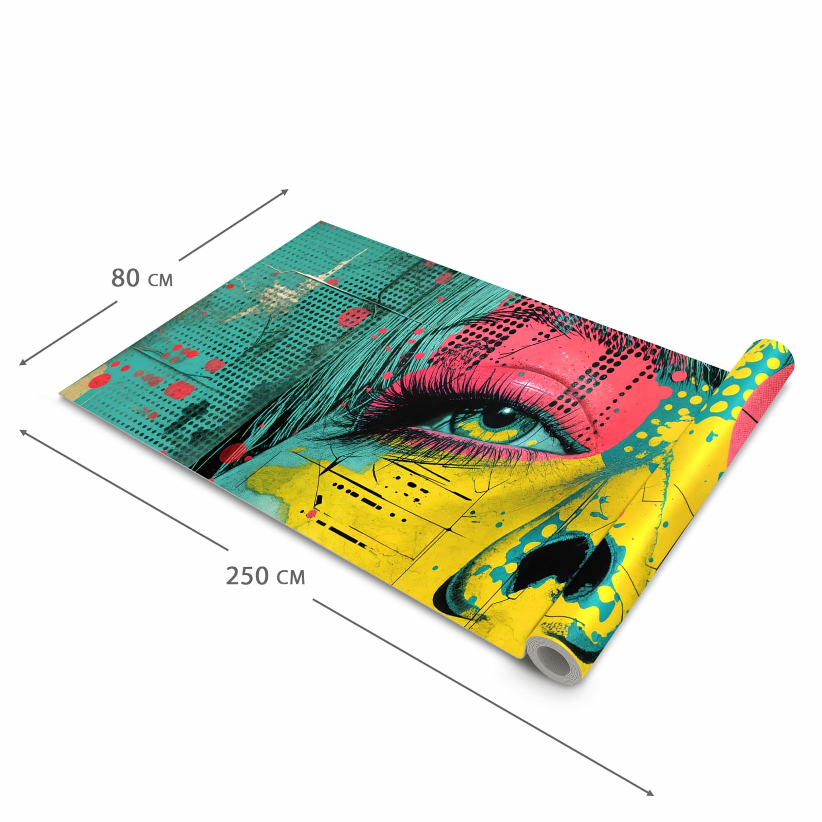 Bodenschonender Teppich fürs Esszimmer mit Motiv Portrait Pop Art in der Größe 60x240 cm