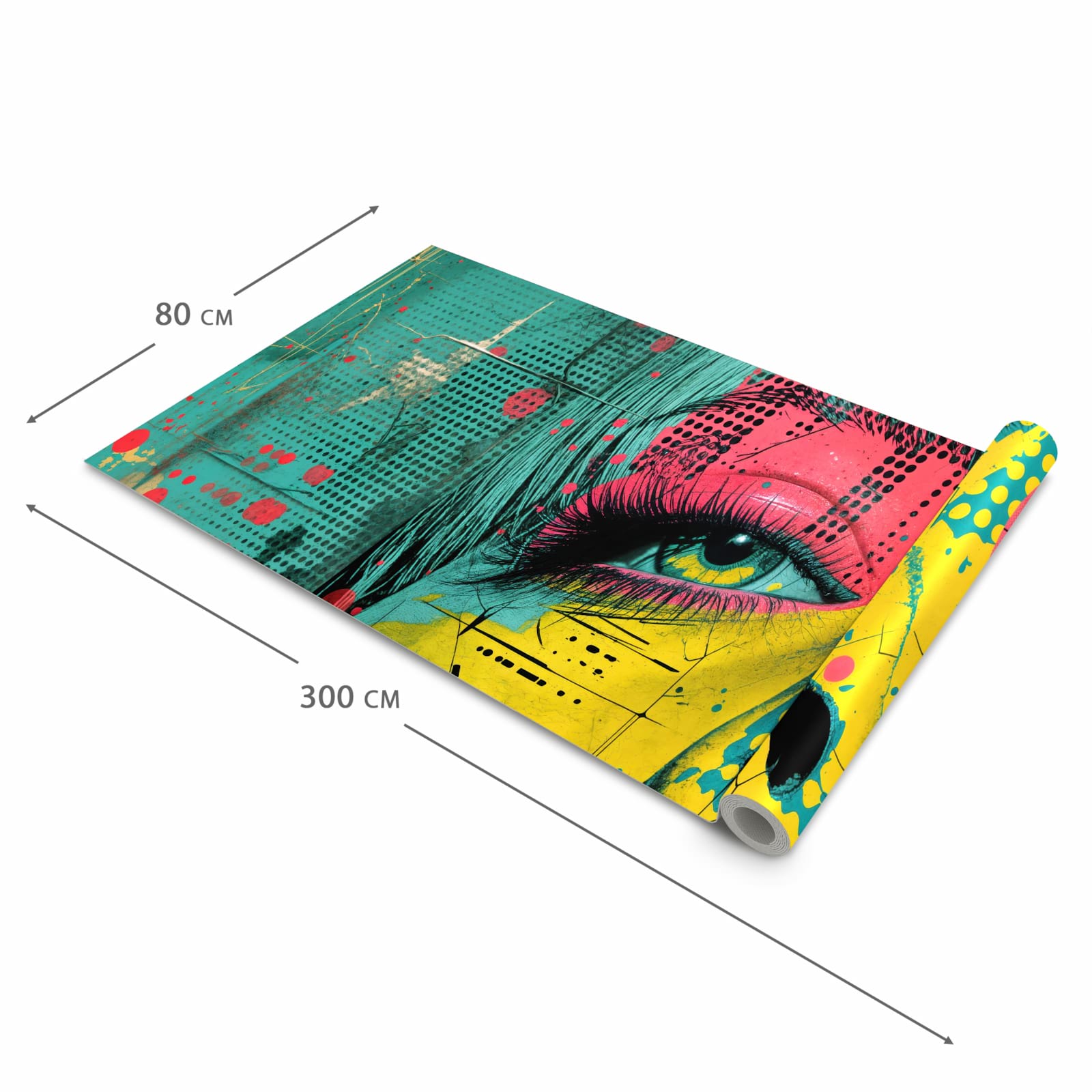 Bodenschonender rutschfester Küchenteppich mit Motiv Portrait Pop Art in der Grösse 60x240 cm