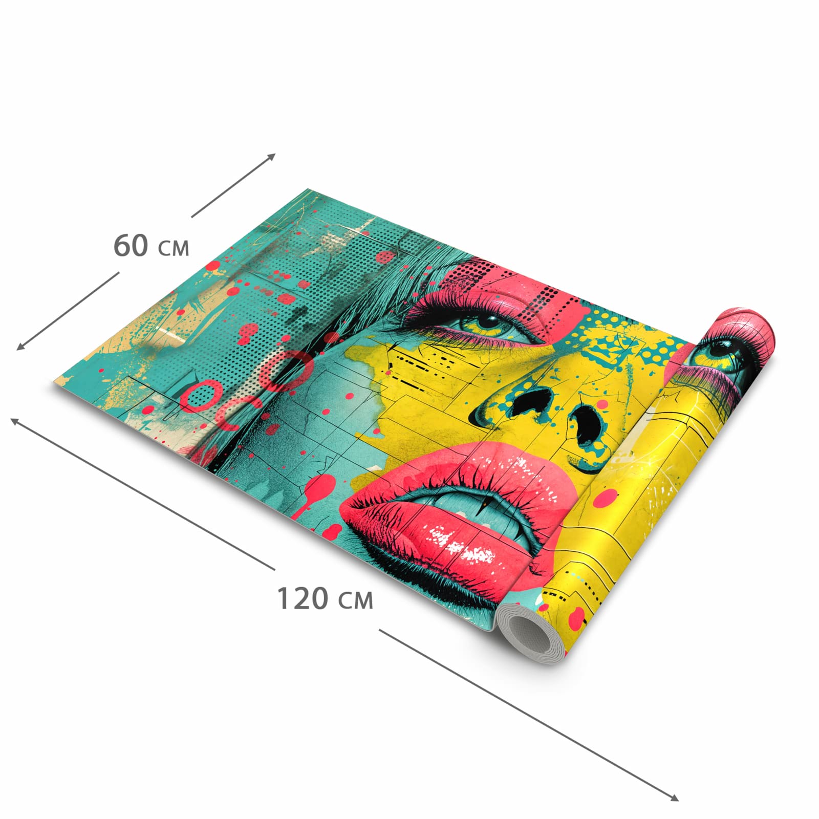 Waschbarer Küchenläufer mit Motiv Portrait Pop Art in der Grösse 60x240 cm